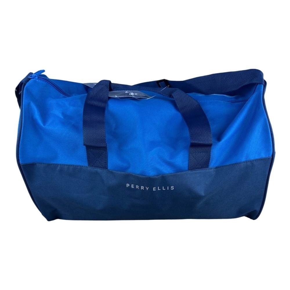 Perry Ellis Mens Blue Duffle Bag Travel Gym Weekender with Side Shoe Storage NEW - Picture 1 of 6